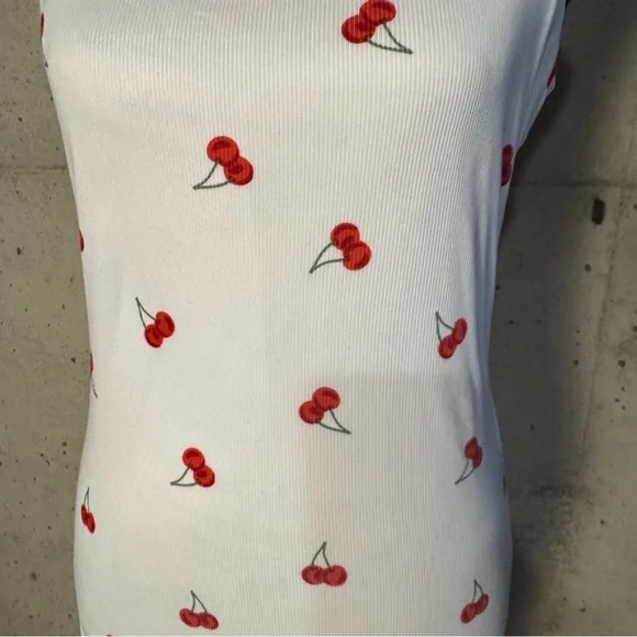 J‎ For Justify White Cherry Sleeveless Maxi Dress Size Large Novelty Coquette - Picture 4 of 10